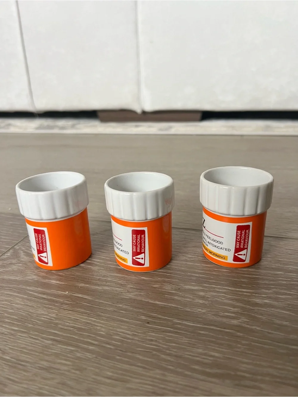 3 Pack RX Prescription Shot Glasses Ceramic Pill Bottle Bar Set
